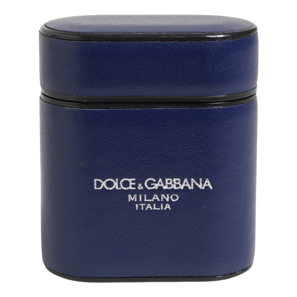Dolce & Gabbana Unisex Blauw Accessoires One Size, Leer, Airpods Case