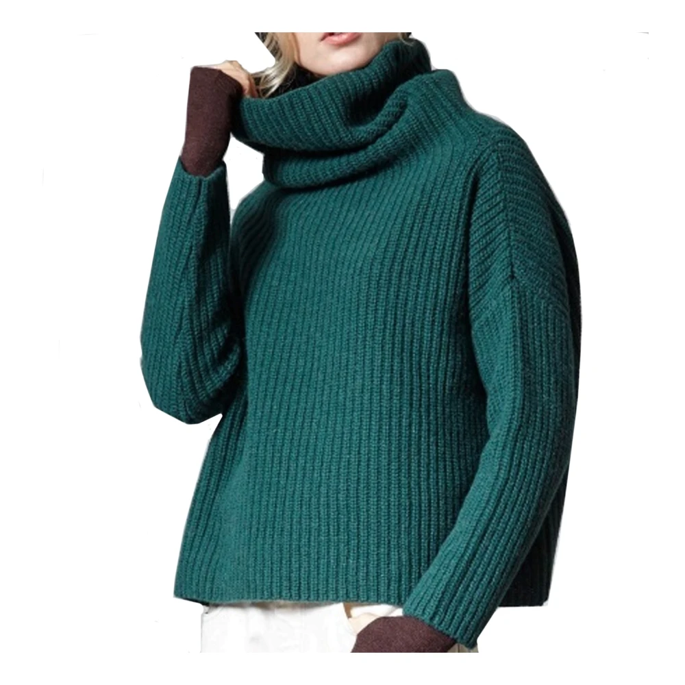 Ma'ry'ya Alpaca Merino Wool Sweater High Neck Green Dames