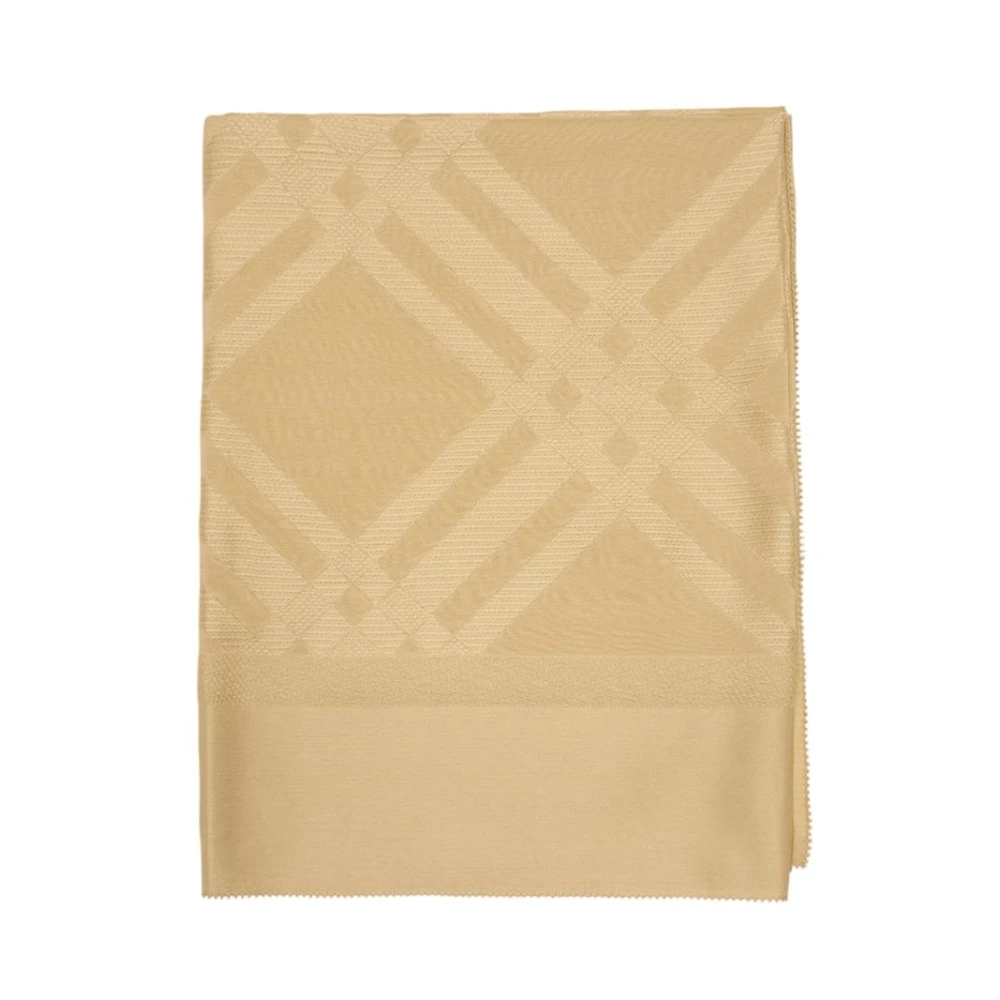Burberry Women's Beige Silk Scarves, One Size, Wide Check Silk Scarf