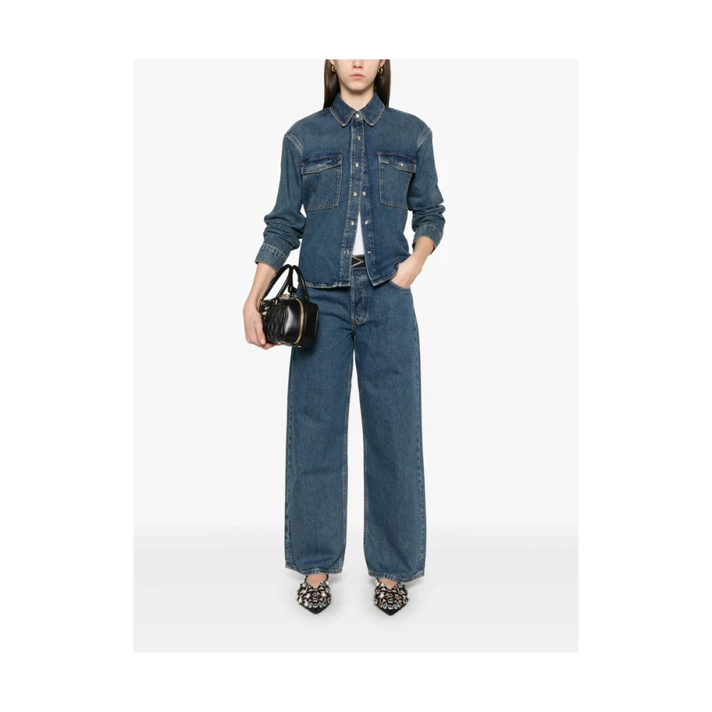 Anine Bing Klassieke Blauwe Jeans met Knoopsluiting Blue Dames