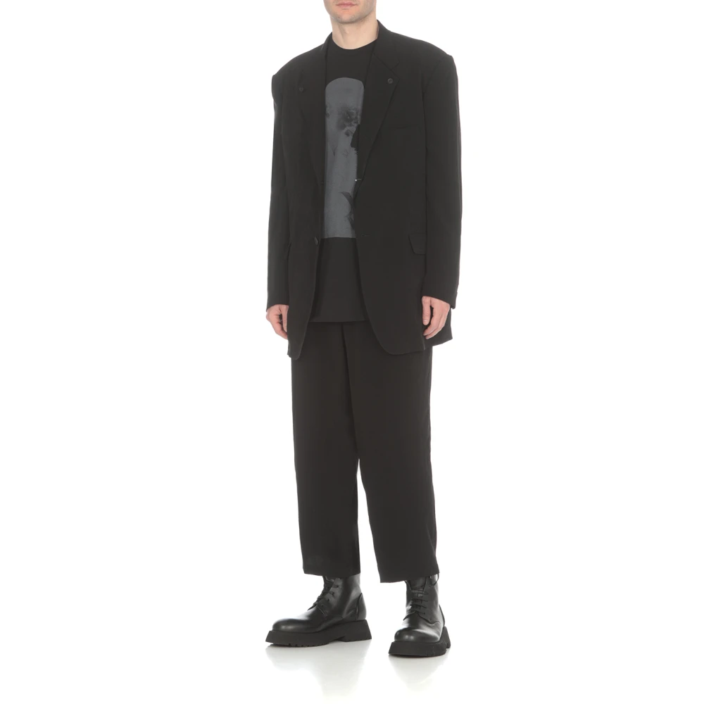 Yohji Yamamoto Zwart Katoenen T-shirt met Print Black Heren