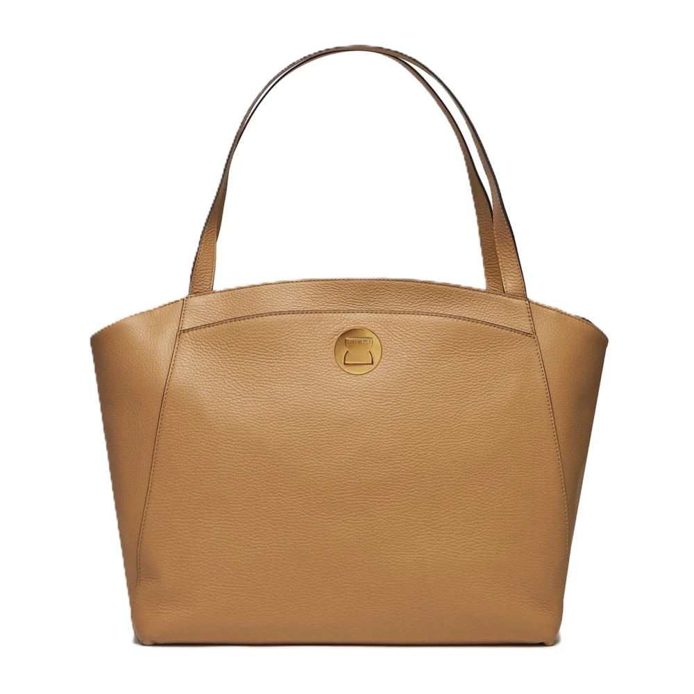 Coccinelle Tote tas met zigzagpatroon en gouden logo Brown Dames