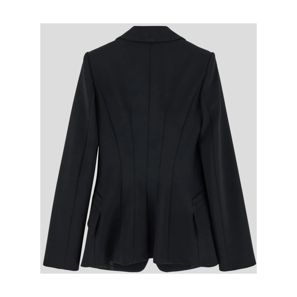 Elisabetta Franchi Zwarte Polyesterjas voor Vrouwen Black Dames