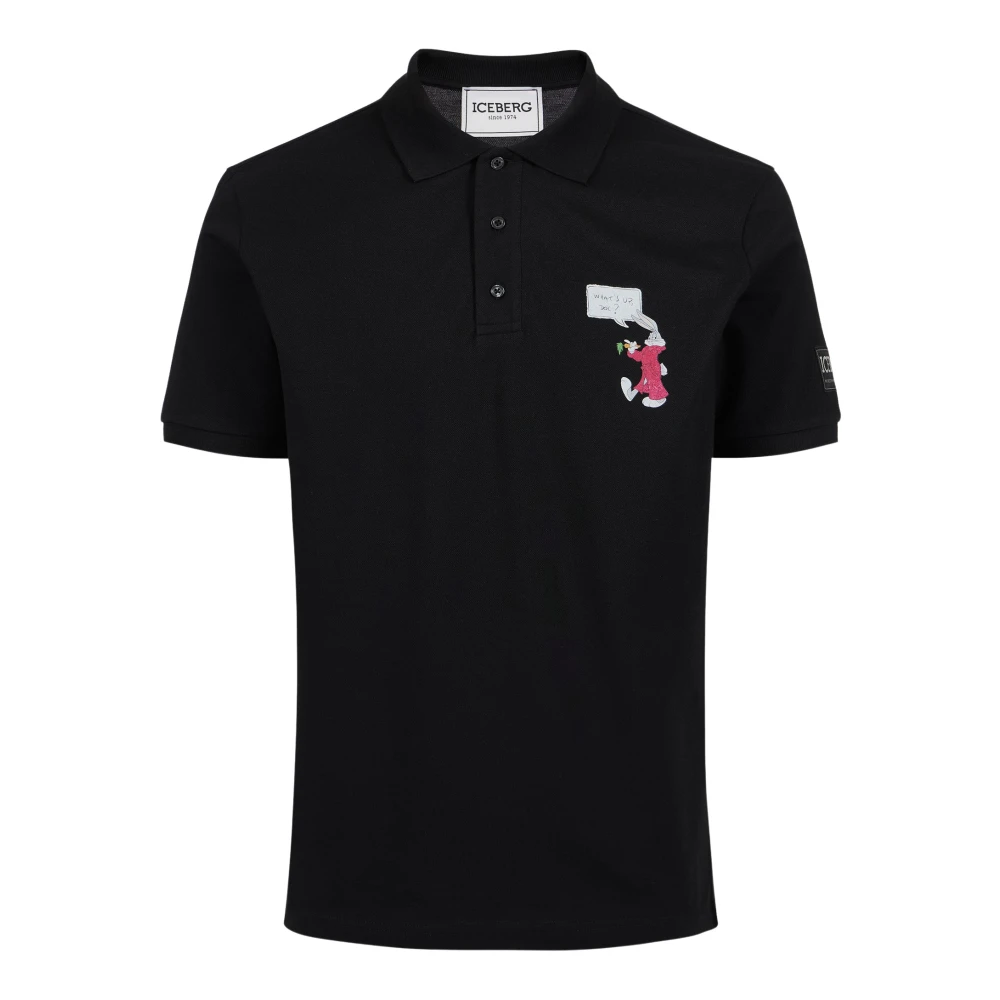 Iceberg Regular fit zwarte piqué polo Black Heren