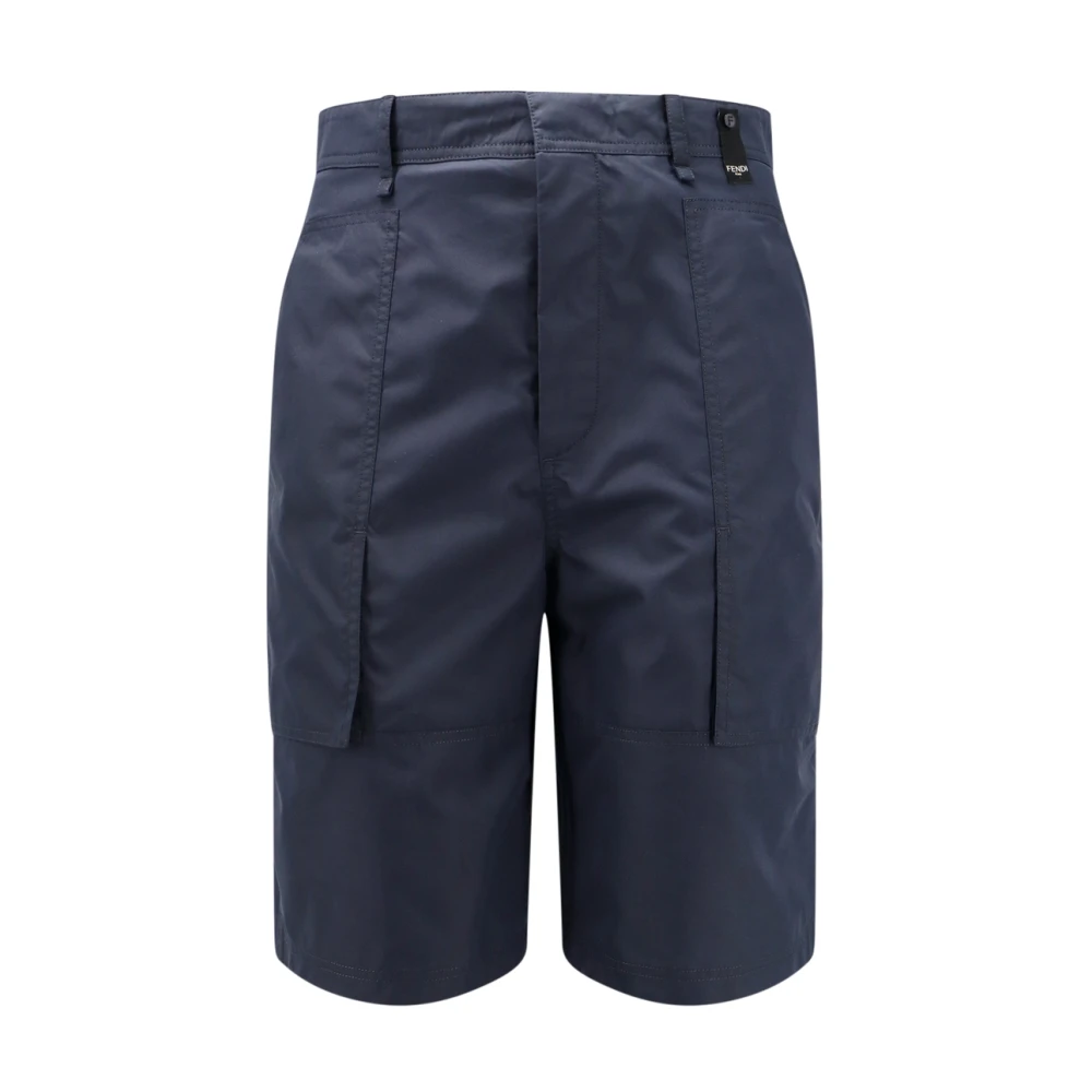 Fendi Katoenen Bermuda Shorts met FF Detail Blue Heren