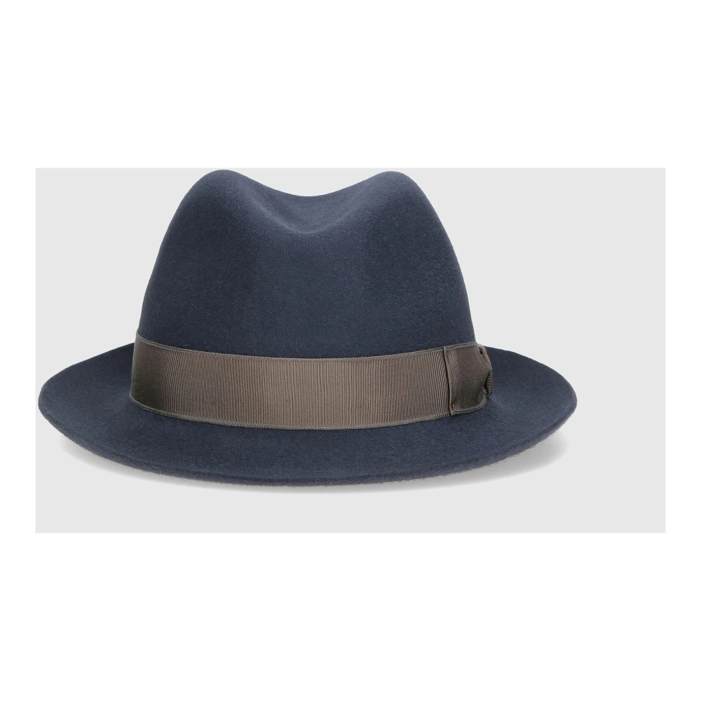 Borsalino Geborsteld Vilt Trilby Hoed Blue Heren