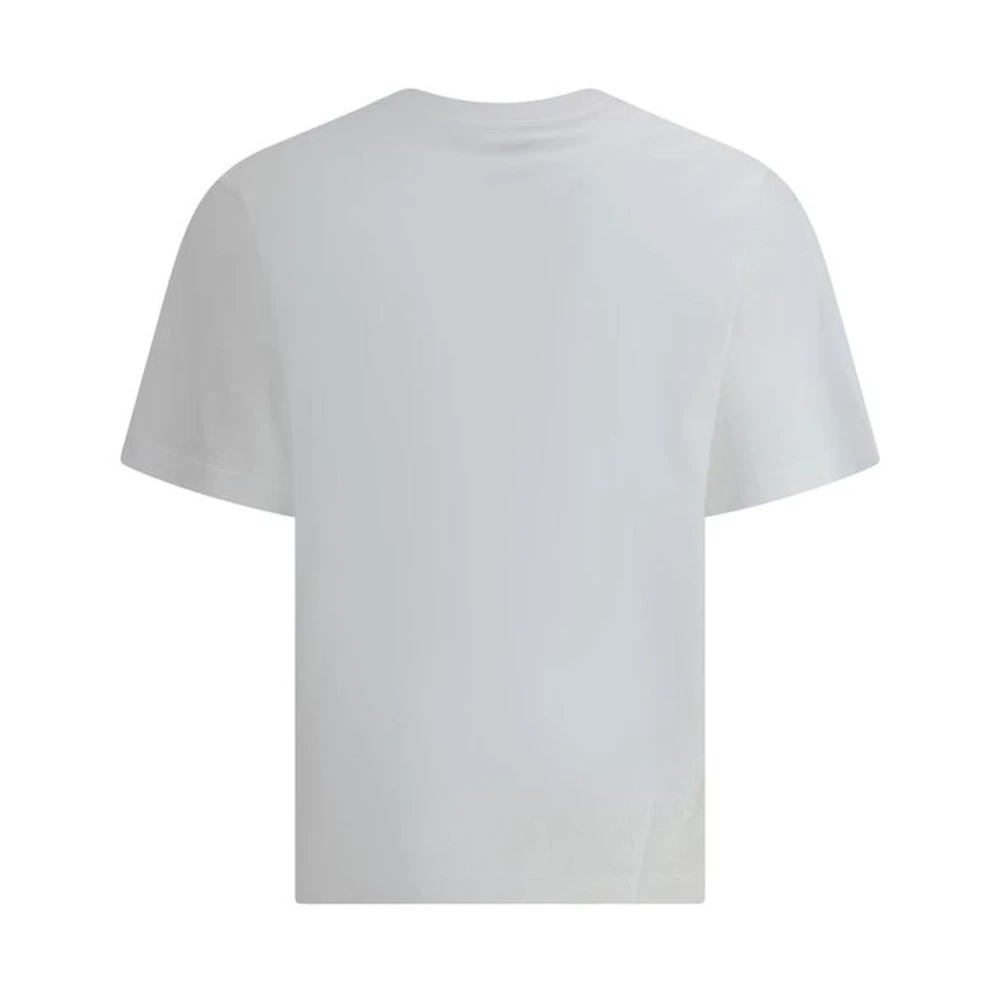 Dolce & Gabbana Maxi Logo Katoenen T-shirt met Geribbelde Ronde Hals White Heren