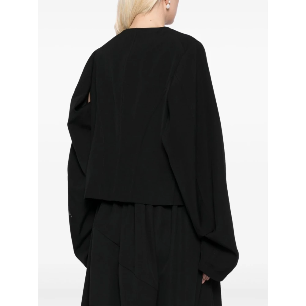 Comme des Garçons Zwarte Wollen Jas met Knoopsluiting Black Dames