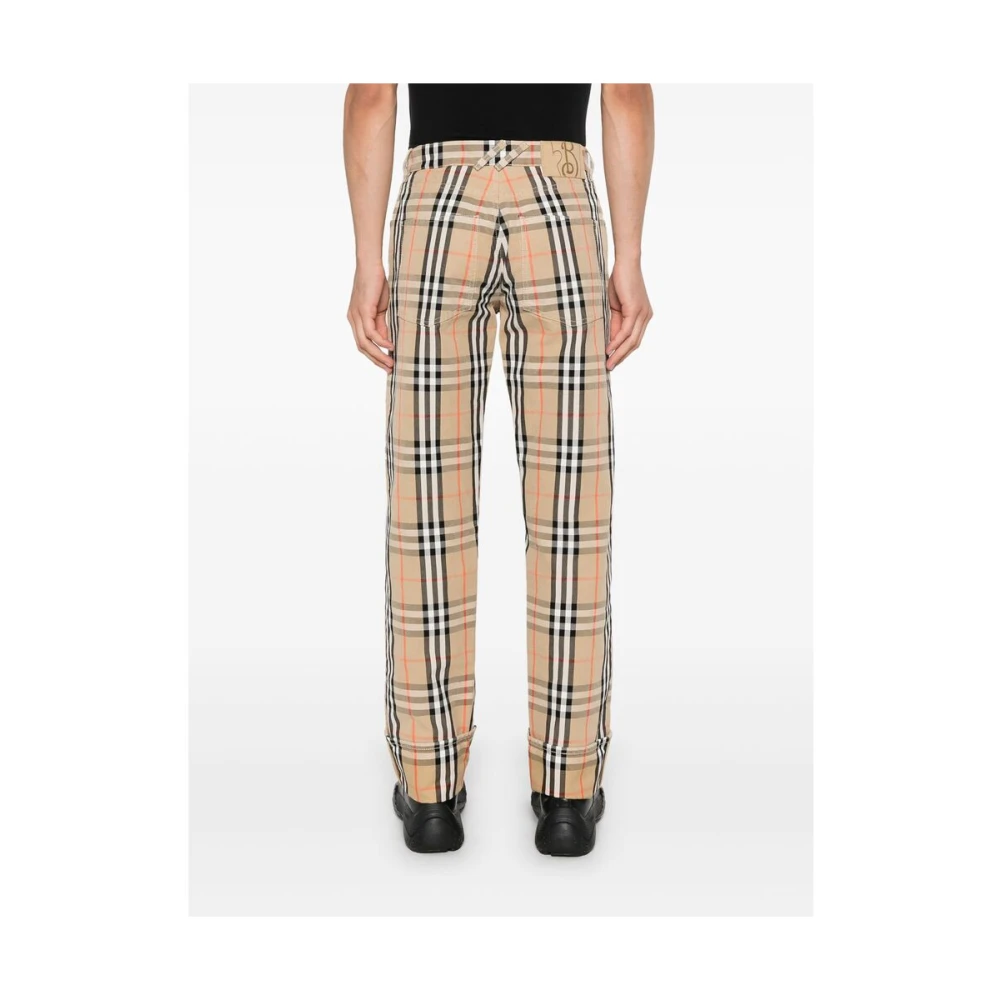 Burberry Ruitpatroon Katoenen Jeans Beige Heren