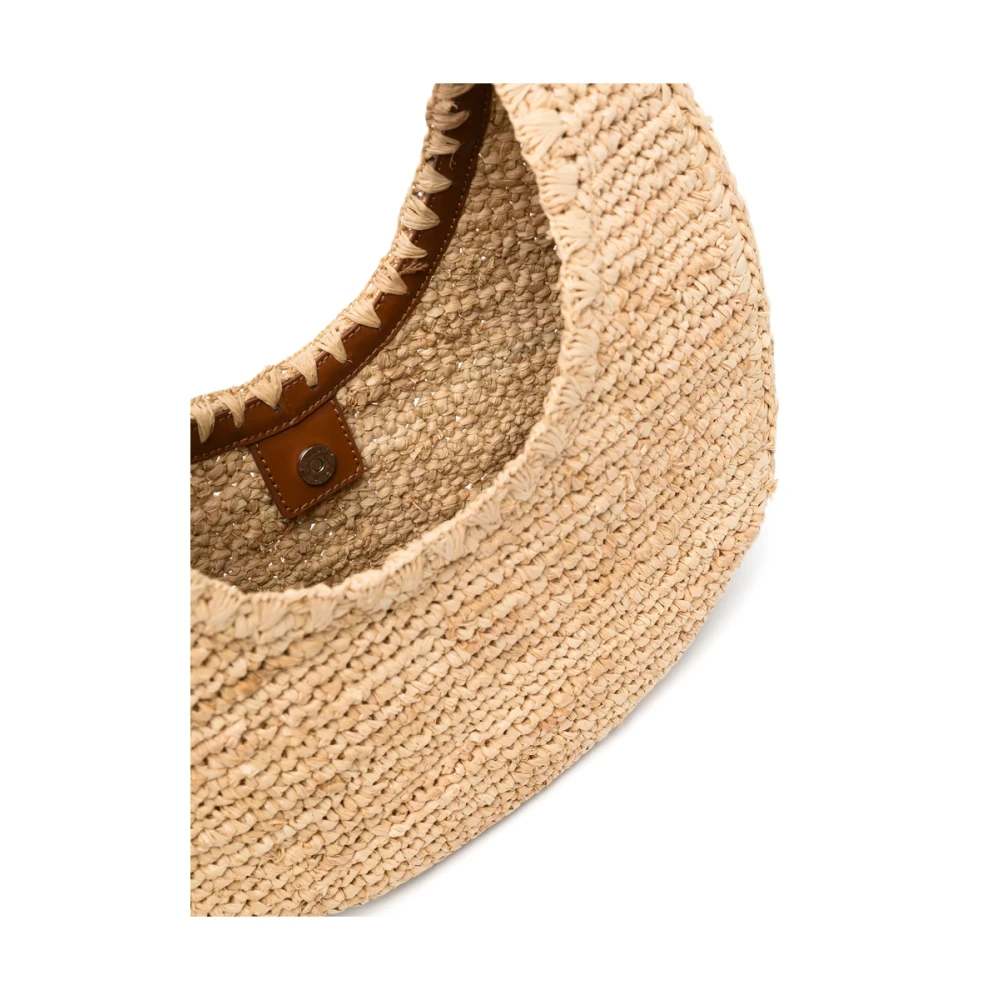 Staud Raffia Geweven Tas met Leren Rand Beige Dames