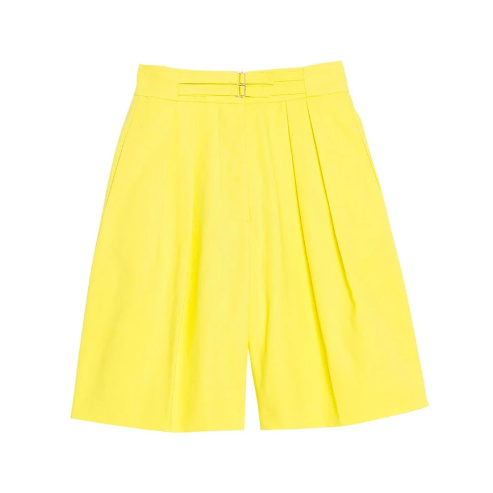 Ines De La Fressange Paris Gul Plommon Högmidjade Canvas Shorts Yellow, Dam