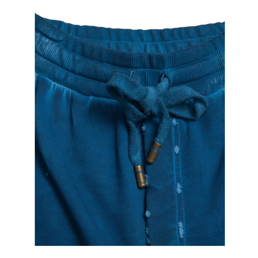 Dolce & Gabbana Blauwe Logo Katoenen Jogger Sweatpants Blue Dames
