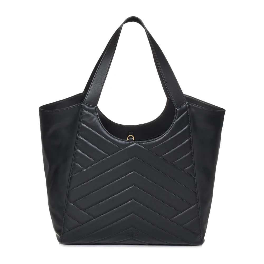 pinko Zwarte leren tas Love Birds Black Dames