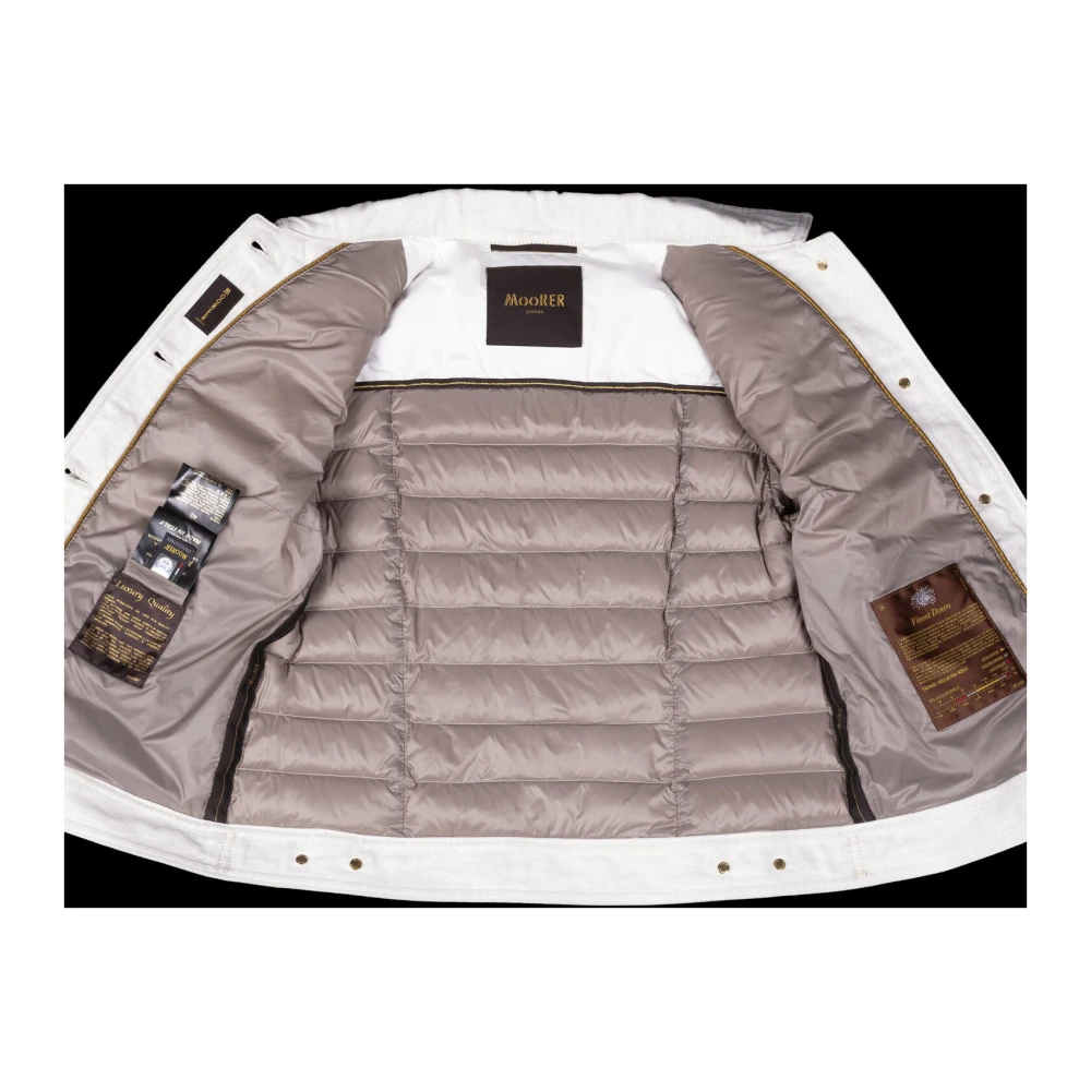 Moorer Ecru Denim Quilted Jacket Beige Dames