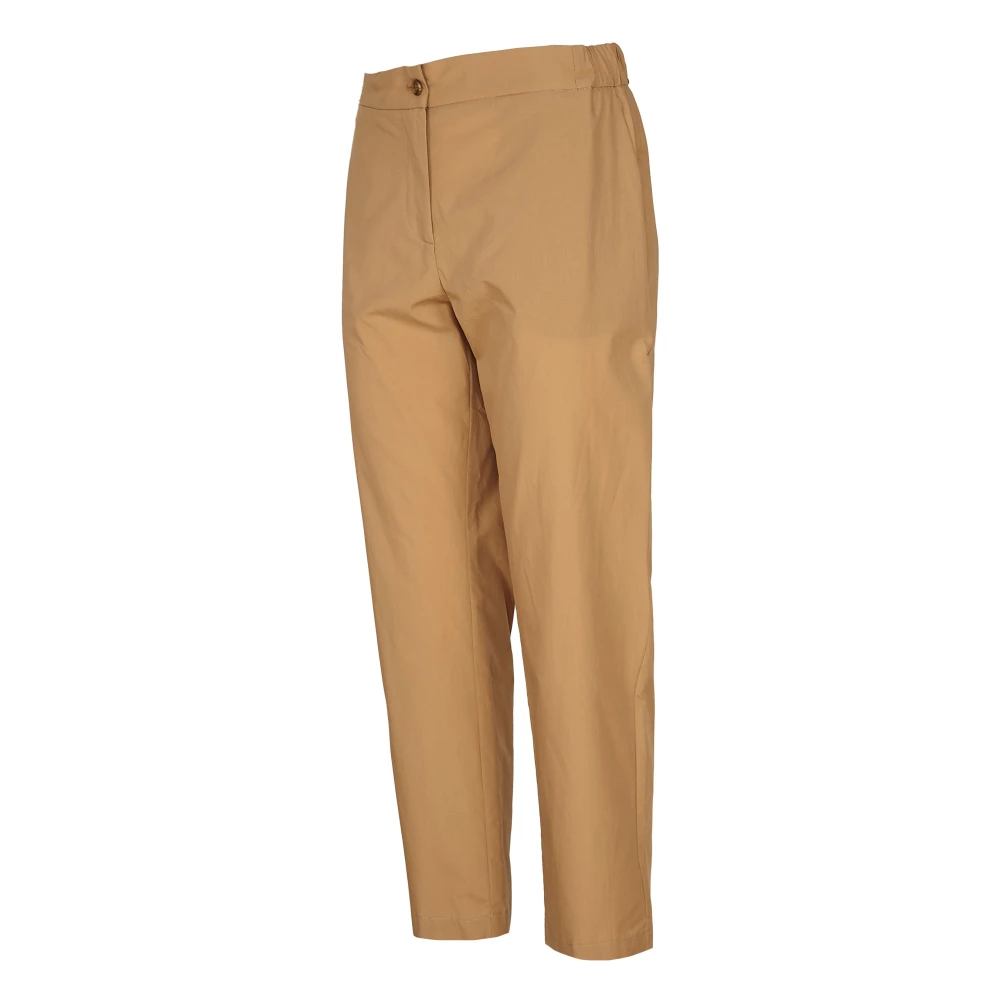 Ottod'Ame Beige Katoenen Poplin Broek met Zakken Beige Dames