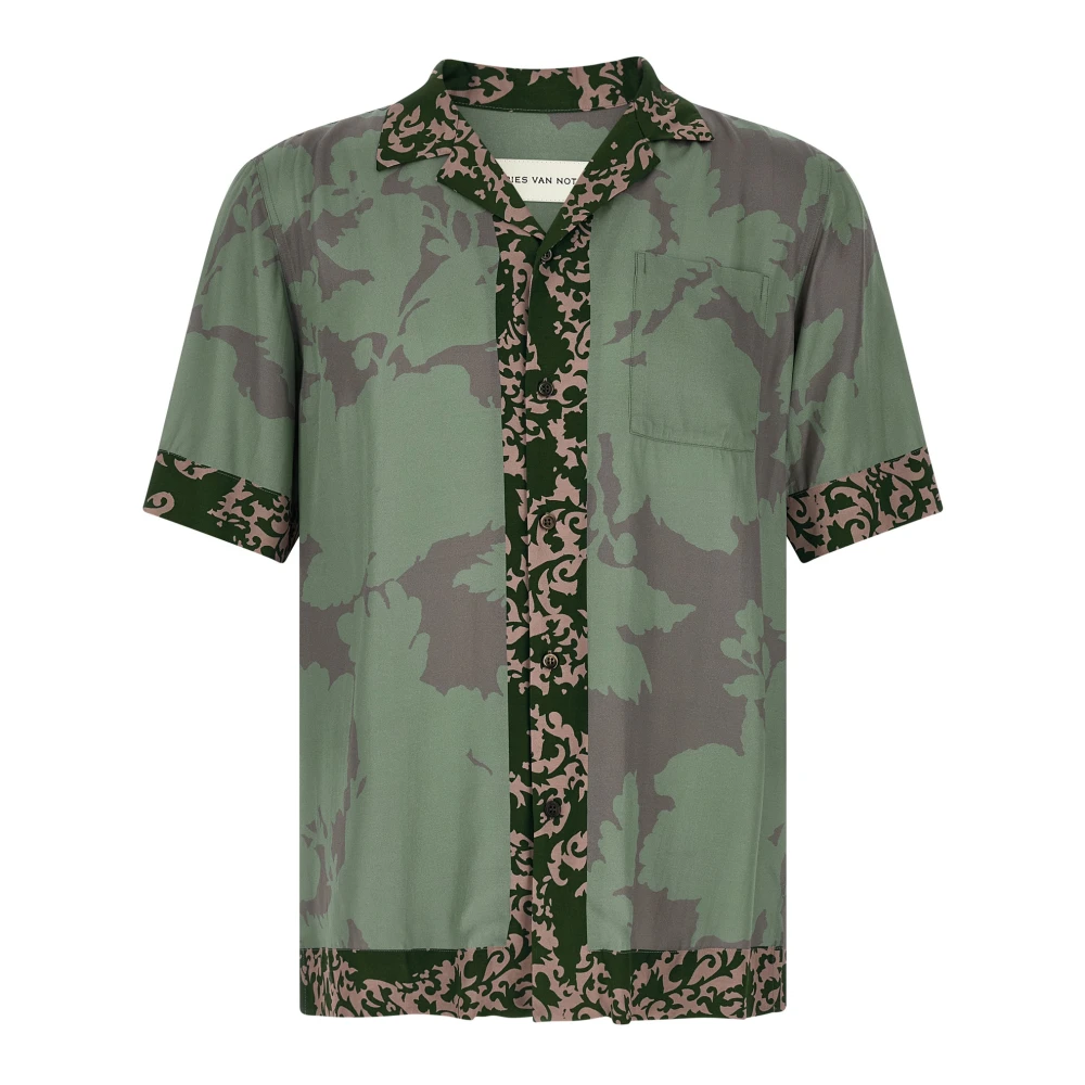 Dries Van Noten Men's Green Carltone Viscose Shirt