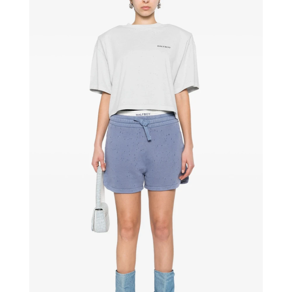 Halfboy Blauw Indigo Boxershorts met Laserbehandeling Blue Dames
