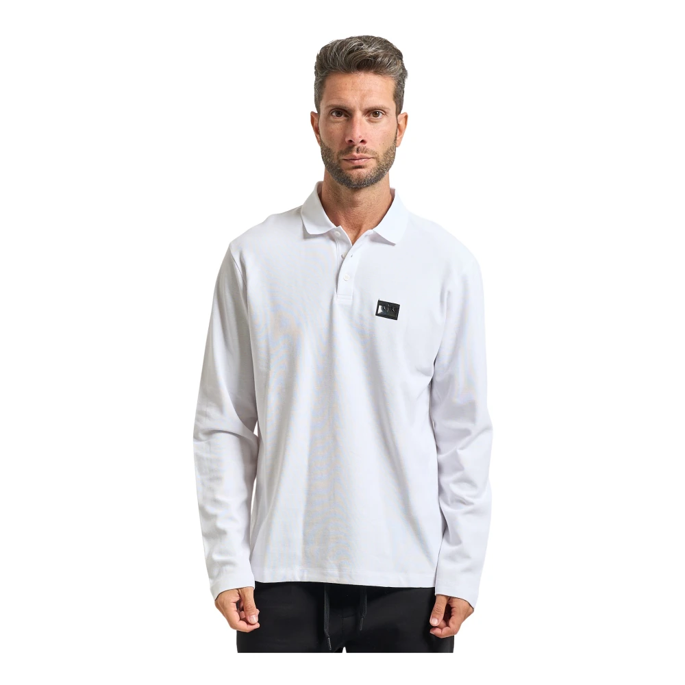 Armani Exchange Herr Vit Toppar M, Bomull, Polo Tröja Med Logopatch