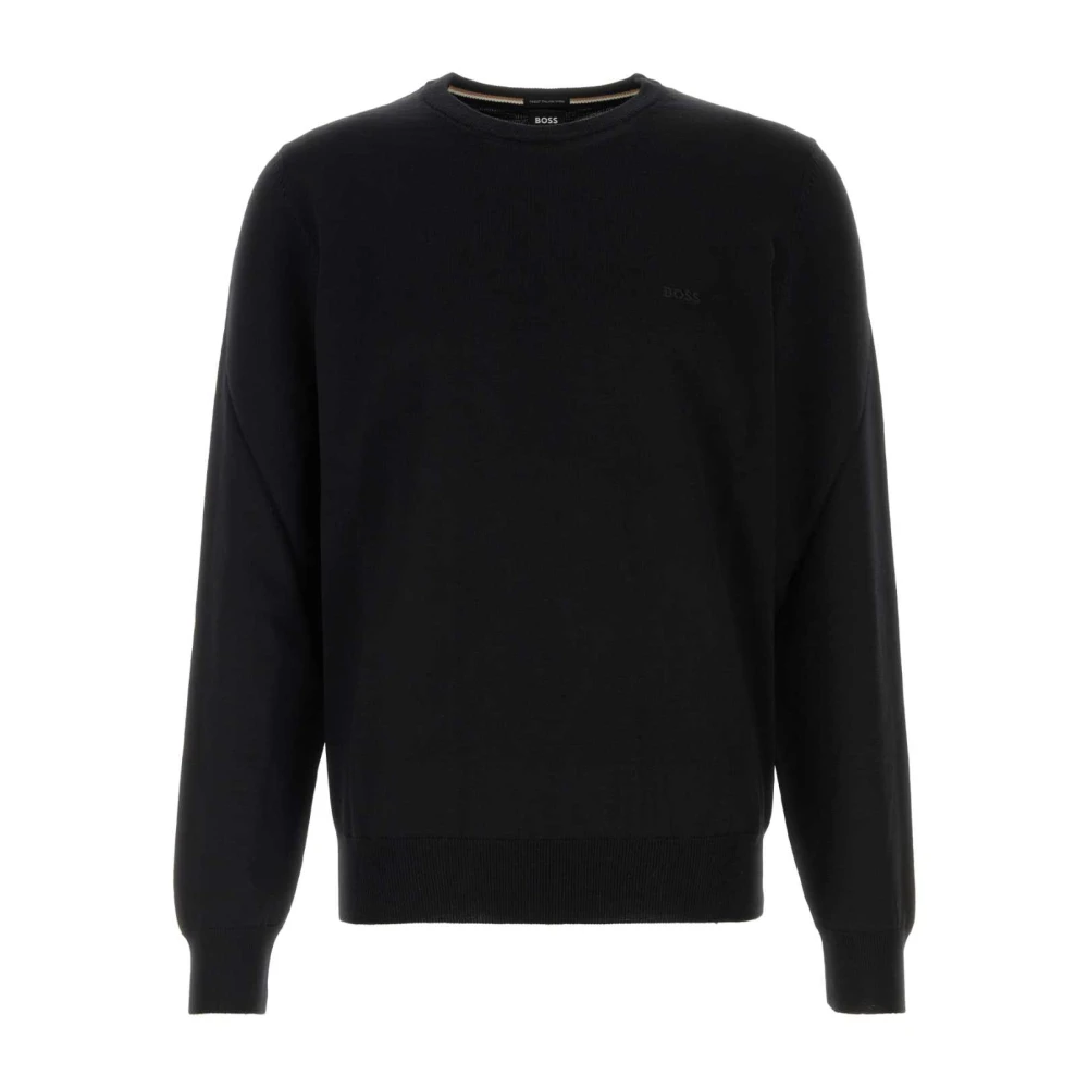 Boss Men's Black Round-Neck Knitwear, 2XL, Stylish Wool Jumper