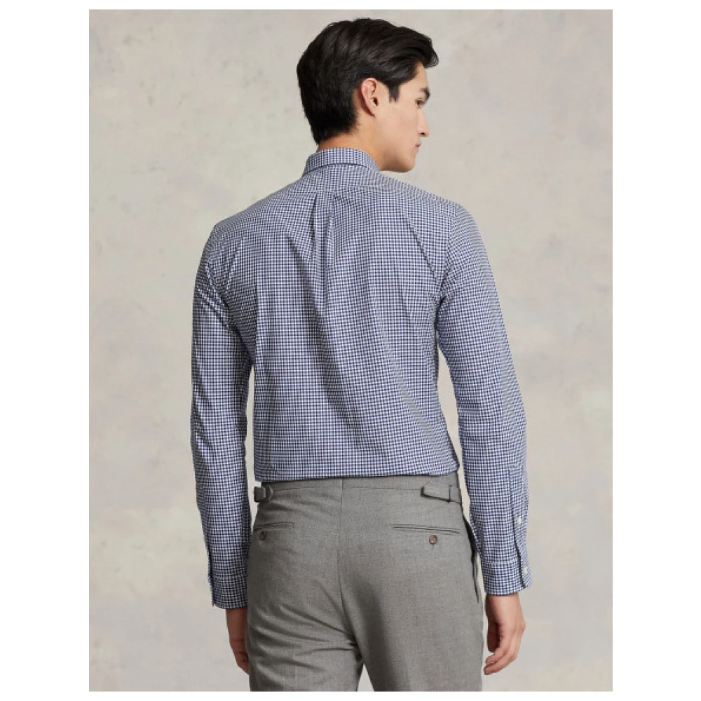 Polo Ralph Lauren Stretch Katoenen Slim Fit Gingham Overhemd Blue Heren
