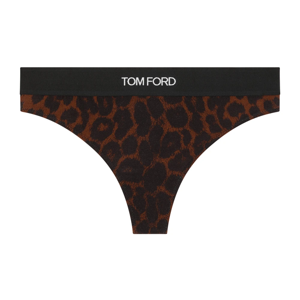 Tom Ford Leopardmönster Brun Elastiskt Midjeband Leggings Brown, Dam