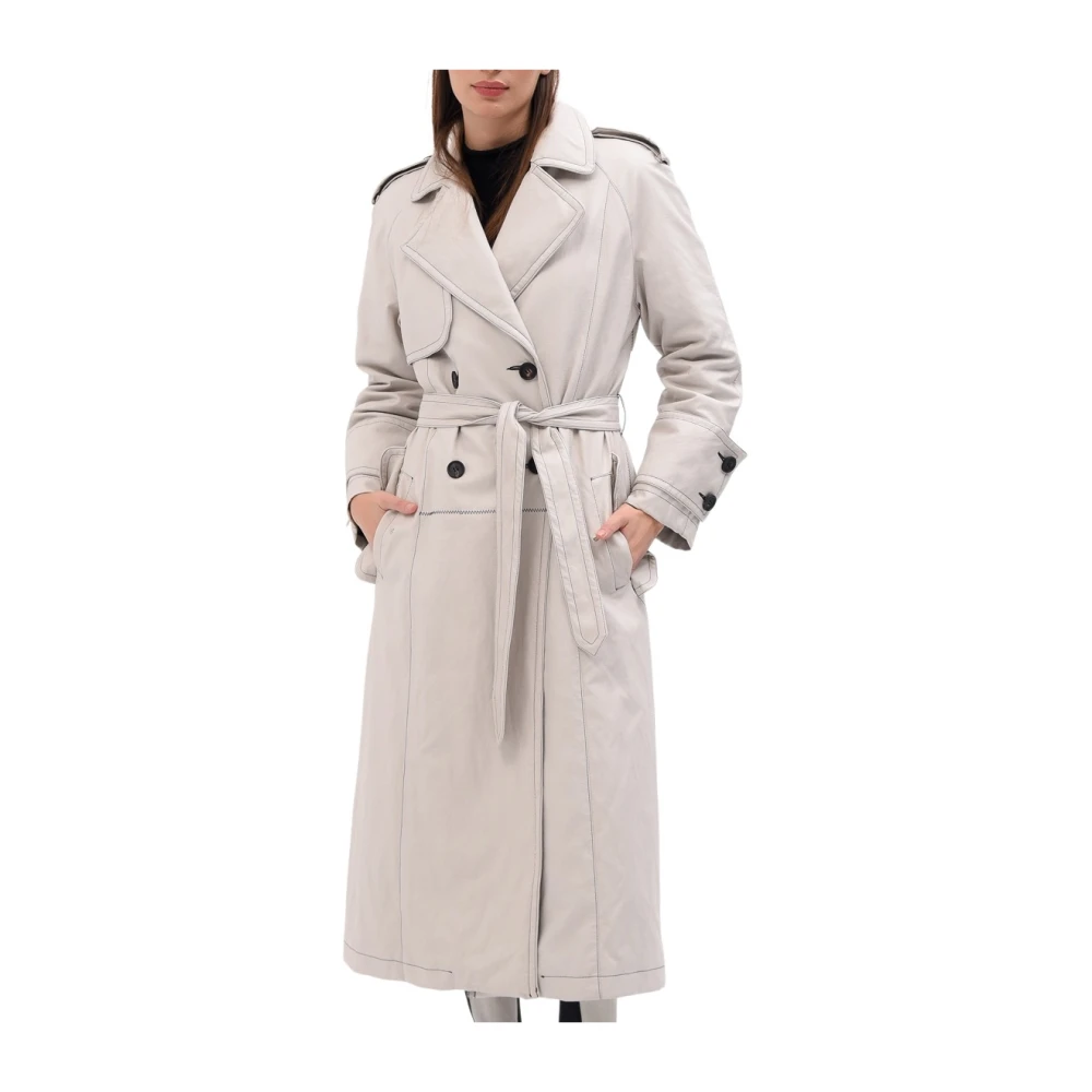 Beatrice .b Vit läderlook trenchcoat White, Dam