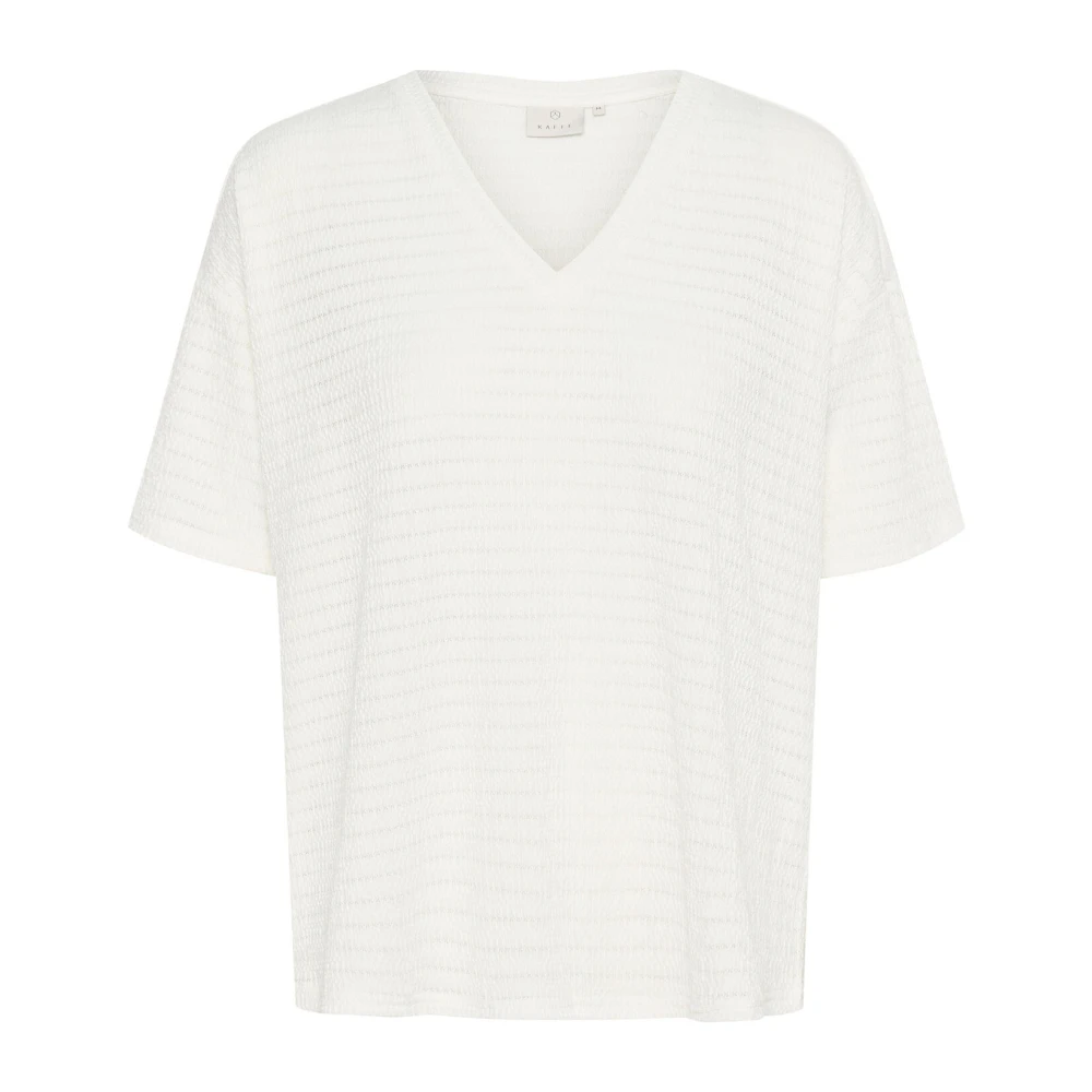 Kaffe Eenvoudige V-hals Tee Krijt White Dames