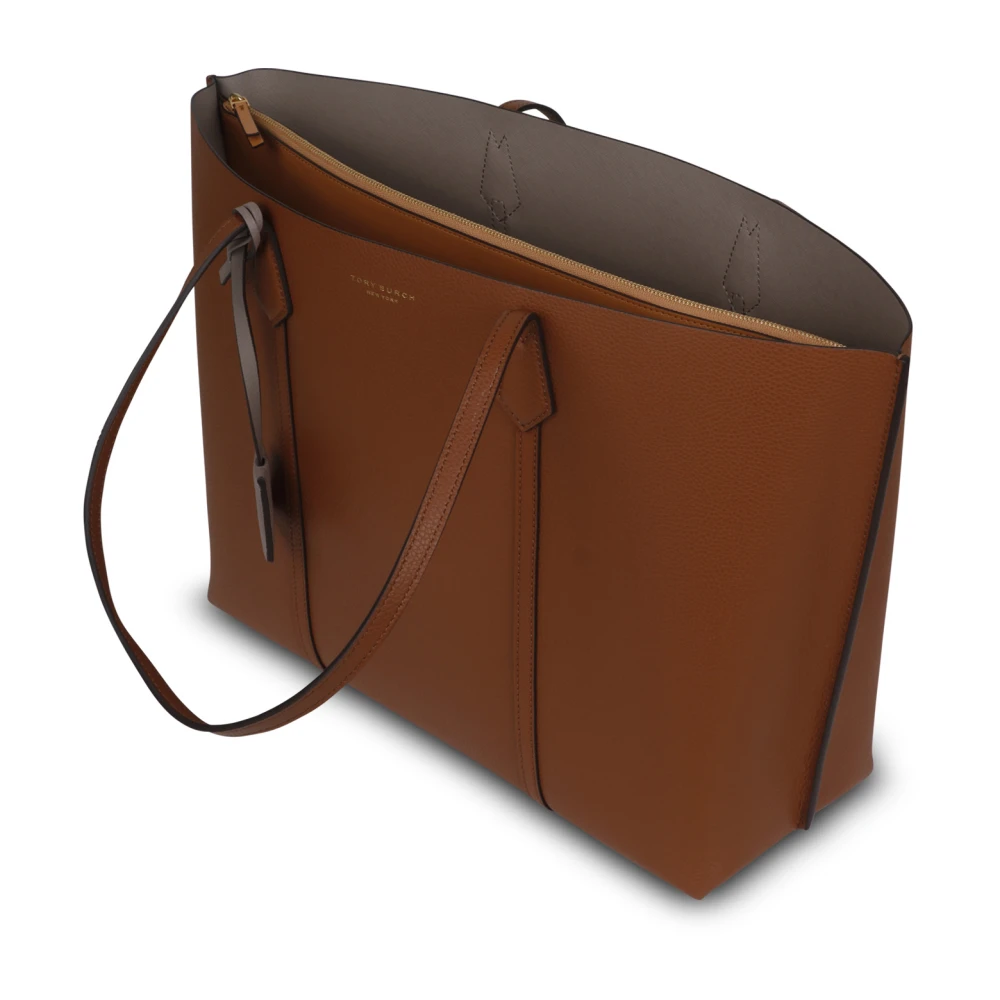 TORY BURCH Leren Shopping Bag 'Perry' Brown Dames