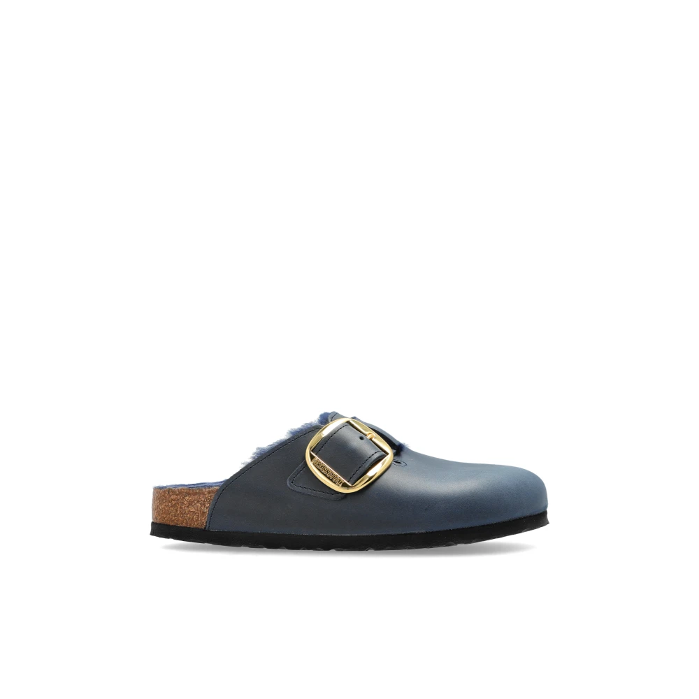 Birkenstock Boston Big Buckle Mockasiner i fårskinn Blue, Dam