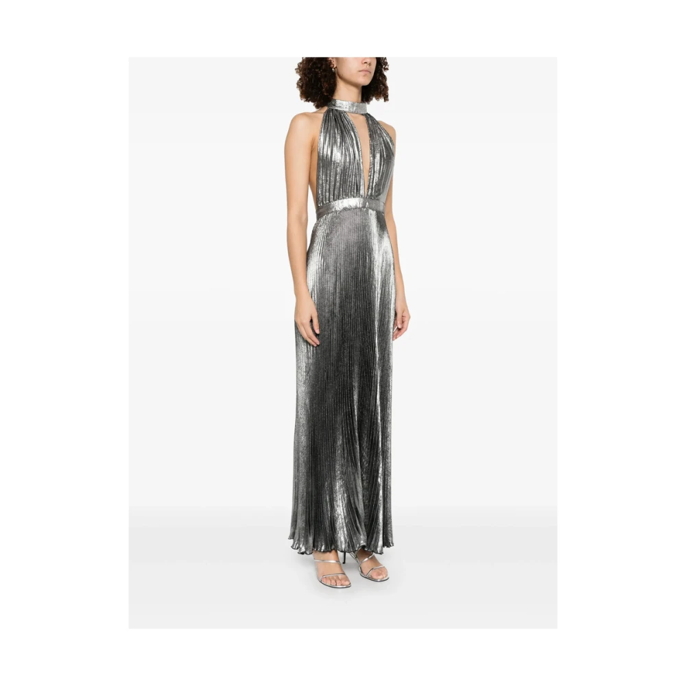 L'idée Gunmetal Grey Halternek Jurk met Plissé Gray Dames