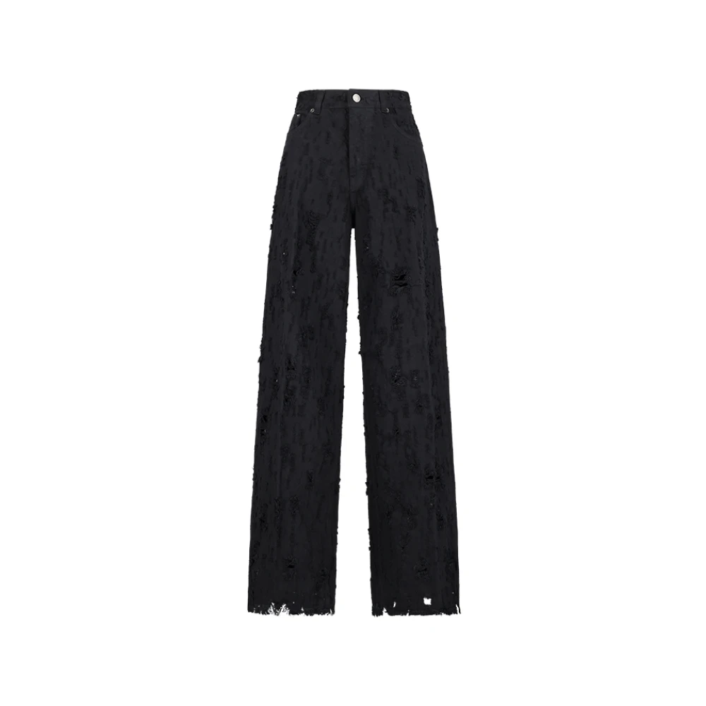 Haikure Women's Black Wide Trousers, W25, Bethany Bull Destroy Jeans