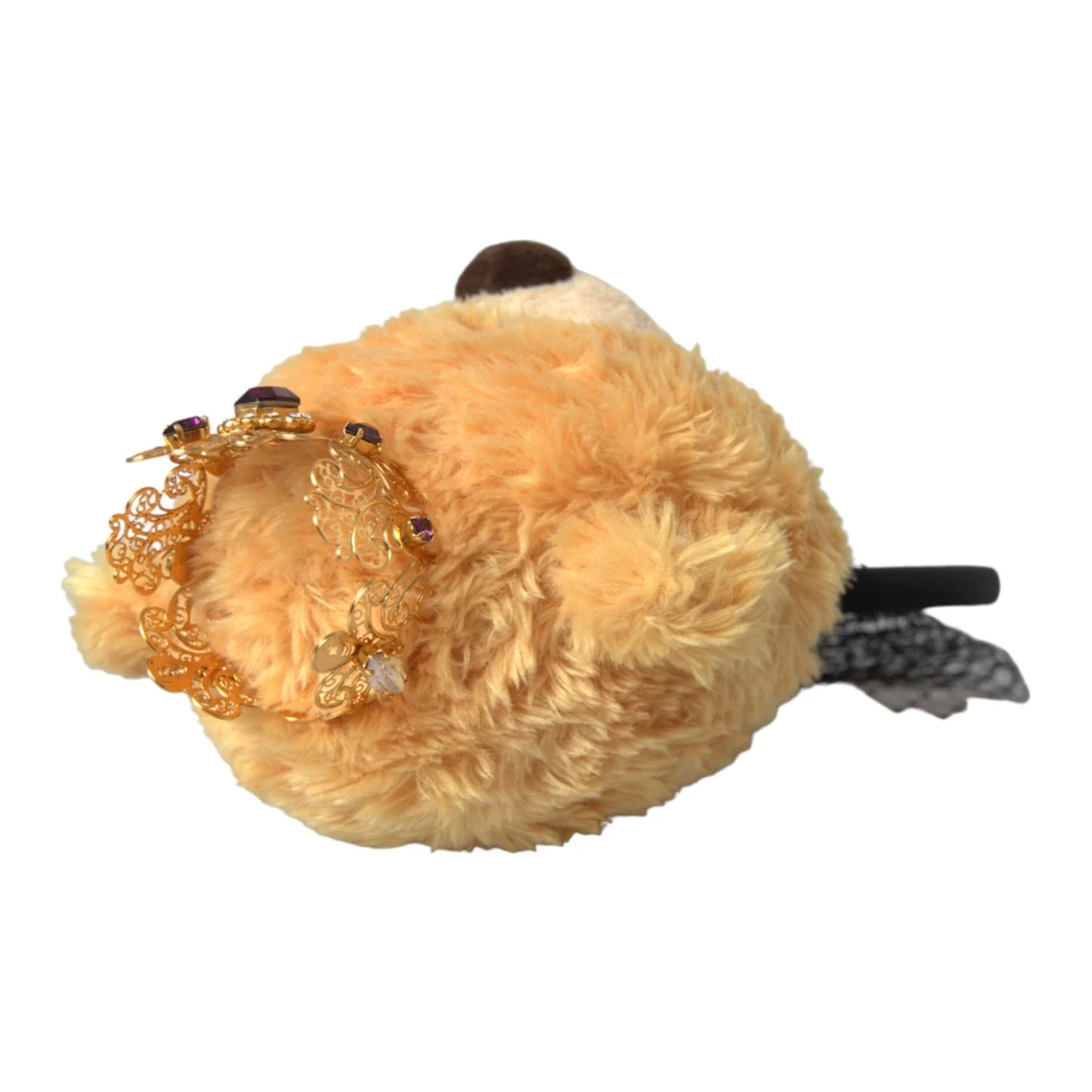 Dolce & Gabbana Bruine Teddybeer Gouden Kristallen Kroon Haarband Diadeem Brown Heren