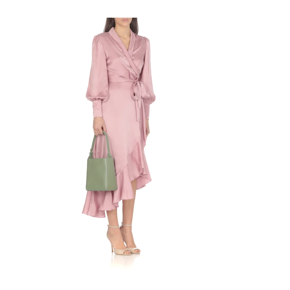 Zimmermann Roze Zijden Jurk met V-hals Pink Dames