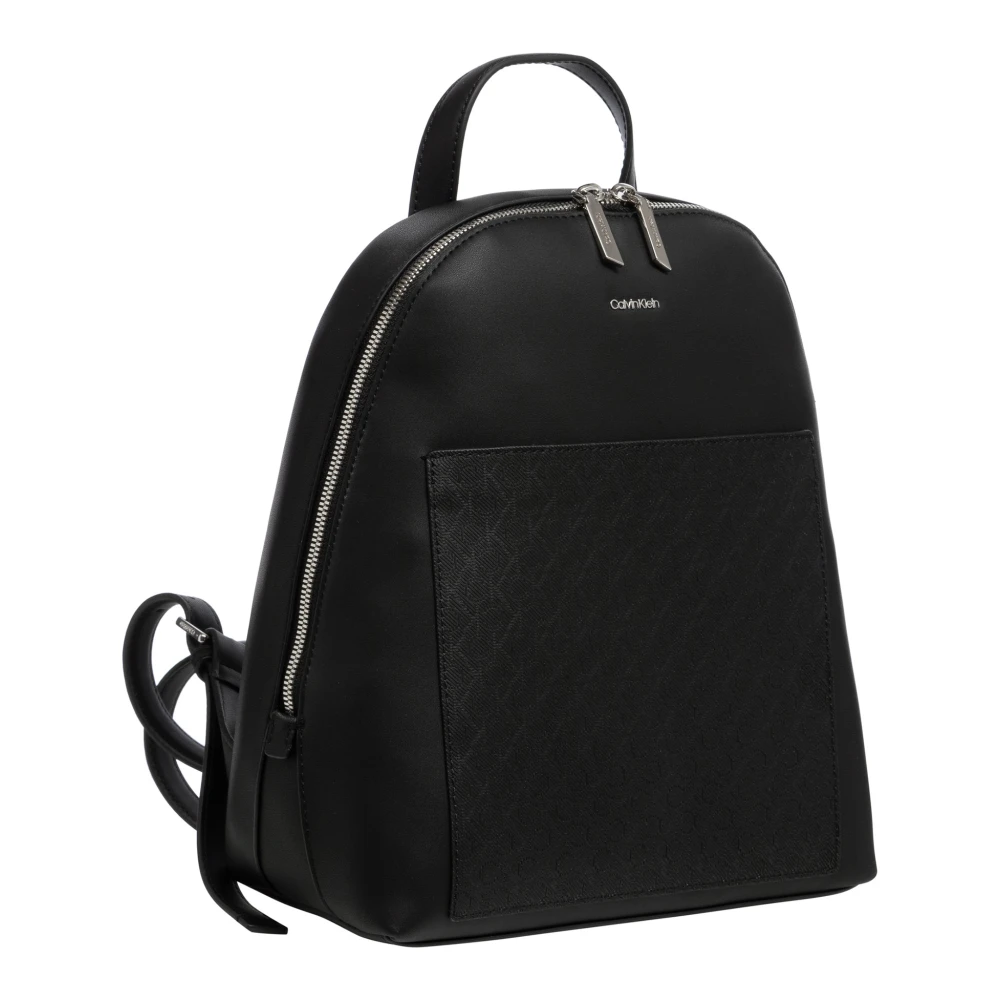 Calvin Klein Logo Patroon Rits Rugzak Multipockets Black Dames