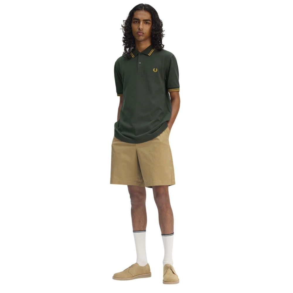 Fred Perry Groen Poloshirt met Dubbele Streep Green Heren