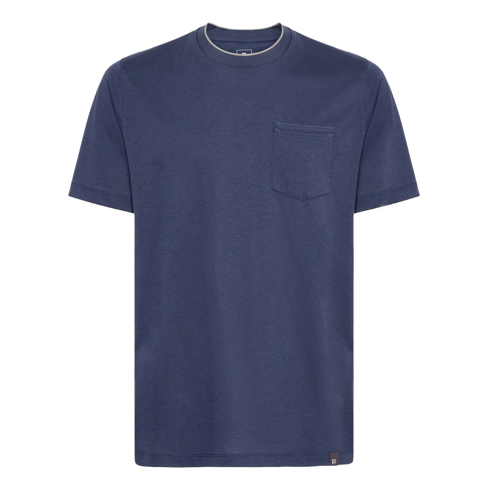 Boggi Milano T-shirt in katoen en Tencel jersey Blue Heren