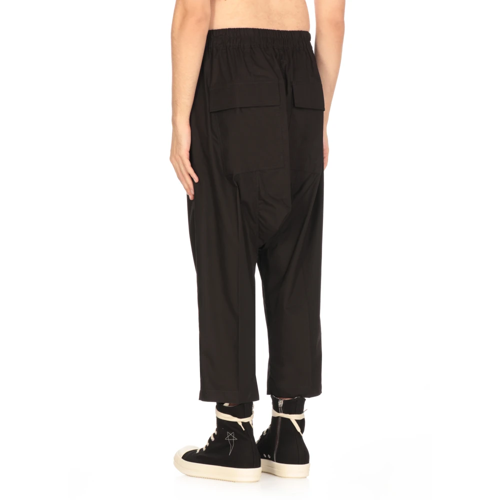 Rick Owens Zwarte katoenen cropped broek met elastische tailleband Black Heren