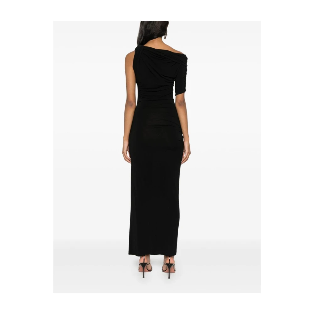 Jacquemus Zwarte Asymmetrische Hals Twist Jurk Black Dames