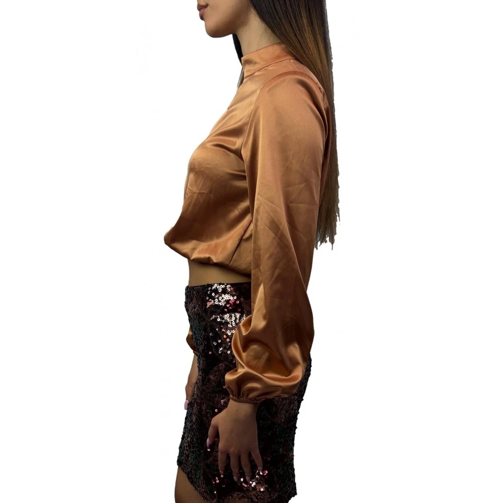 Marc Ellis Bronzen Blouse met Polyester en Elastaan Brown Dames