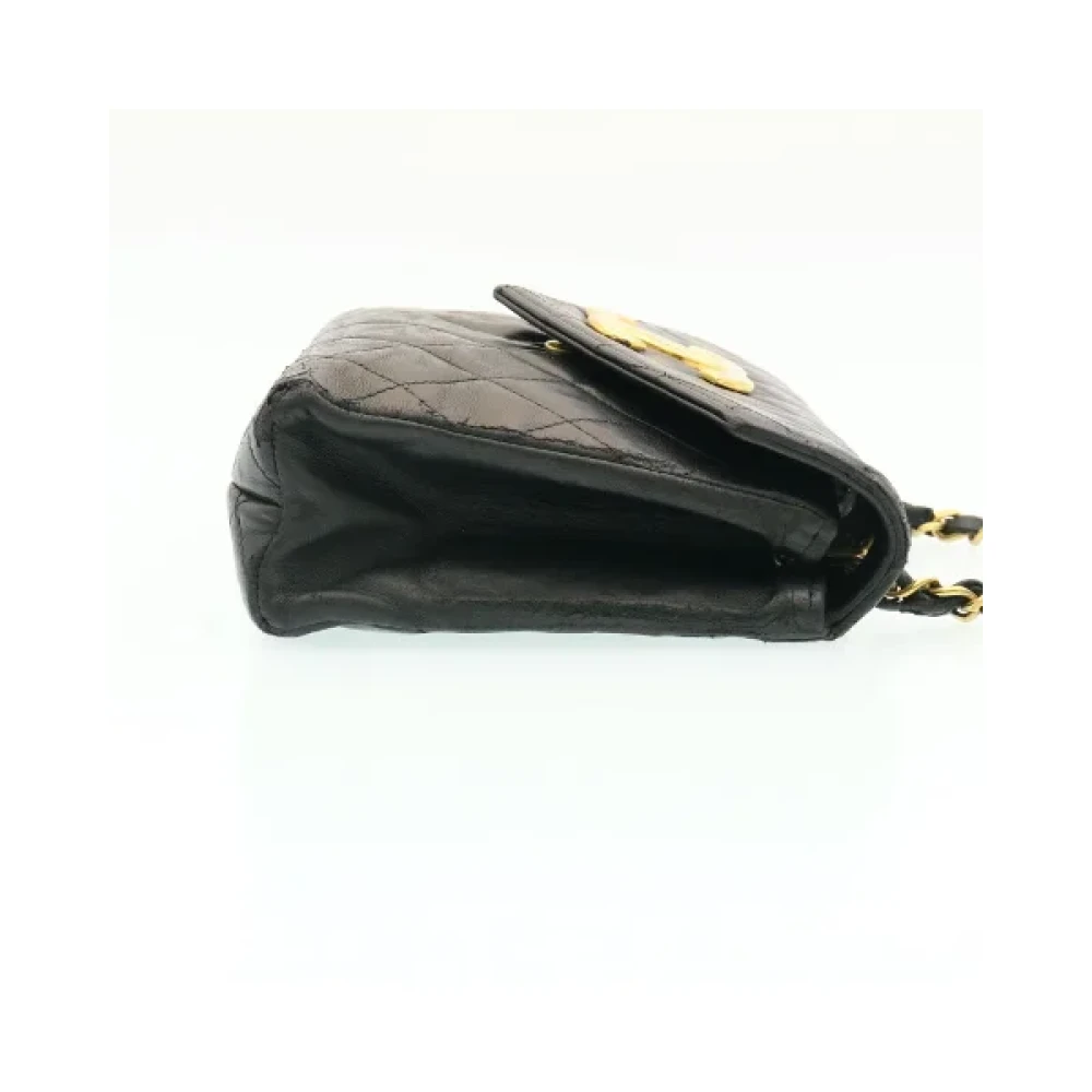 Chanel Vintage Tweedehands Zwarte Leren Chanel Schoudertas Black Dames