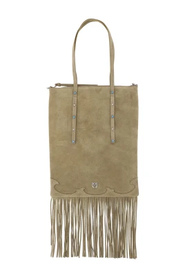 Suede Shopping Bag med fransar