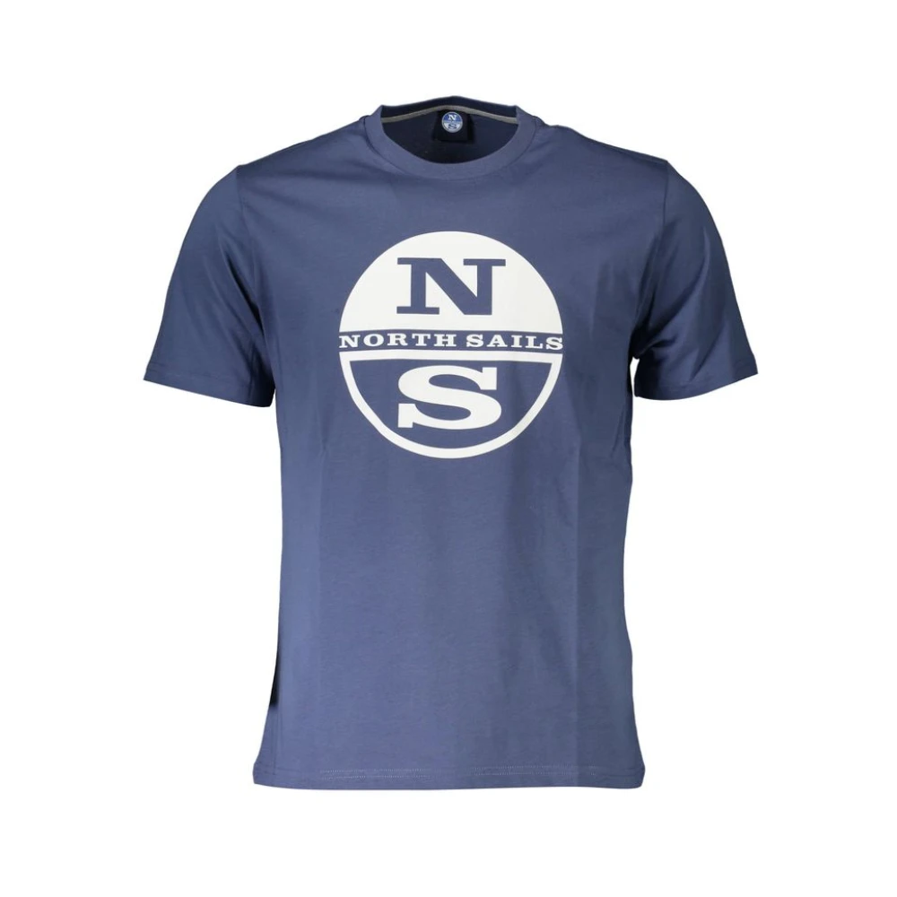 North Sails , T-Shirts, Male, Blue, L, Blue Cotton Men T-Shirt With Distinctive Print