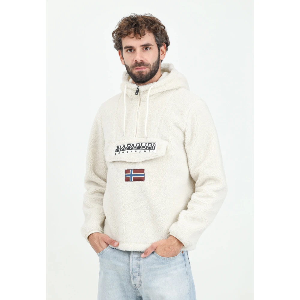 Napapijri Beige Half-Zip Sweater Curly Sherpa Beige Heren