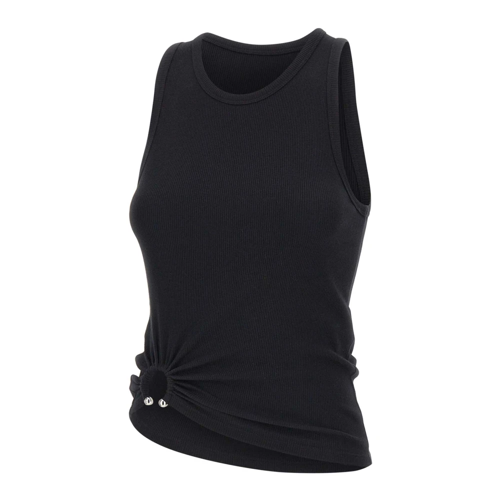 Rabanne Women's Black Asymmetrical Tank Top - Sleeveless Tops - S - Tops