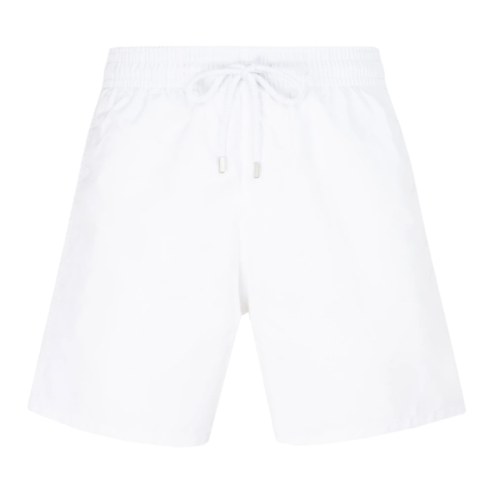 Vilebrequin Men's White Beachwear, S, Swim Shorts With Drawstring