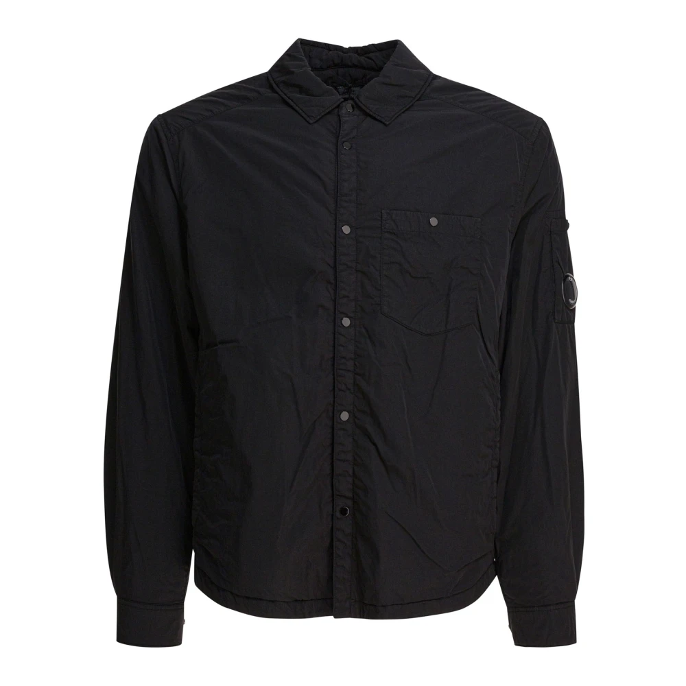 C.p. Company Men's Black Light Jackets, M, Padded Overshirt Aw25