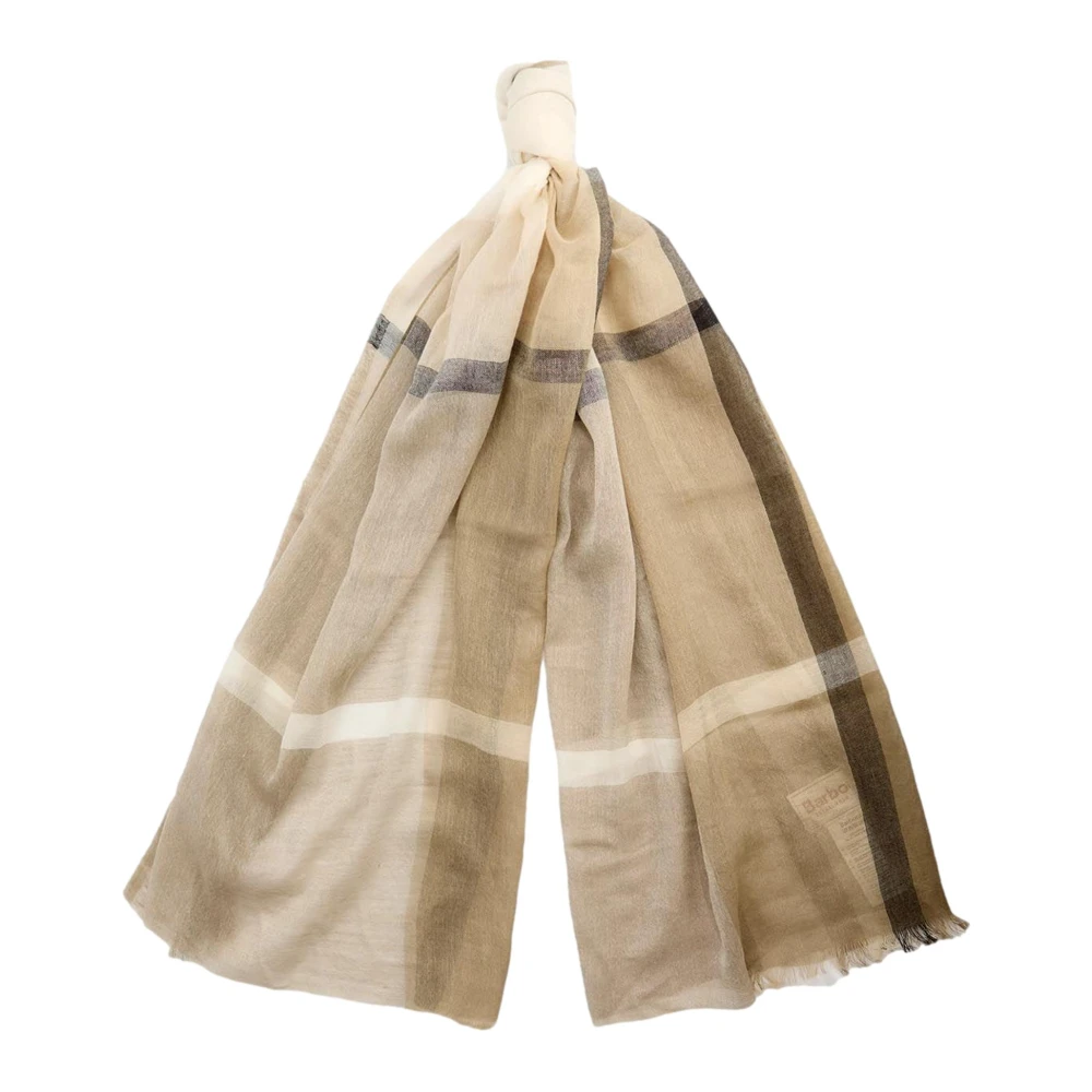 Barbour Women's Beige Tartan Scarf Maisy Style