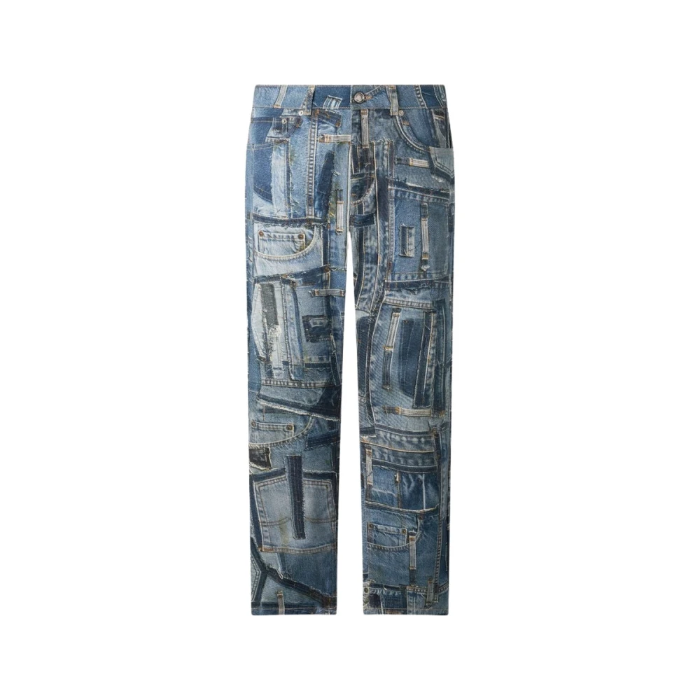Roberto Cavalli Men's Blue Patchwork Capsule Collection Jeans - Straight Fit Jeans - W36 - Jeans