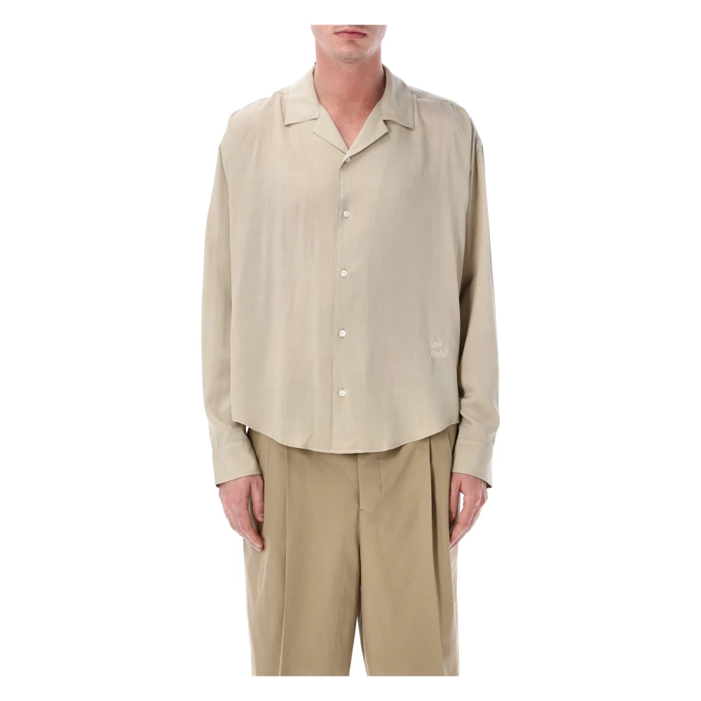 Ami Paris Men's Beige Silk L/S Shirt - Casual Shirts - L - Shirts