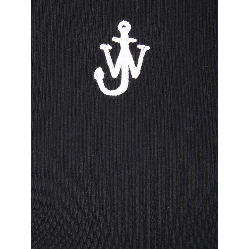 JW Anderson Ribtop met geborduurd logo Black Dames